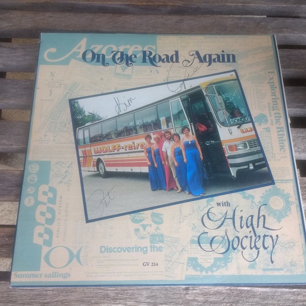 Vintage High Society Signed Record Album Titled On The Road Again Autographed by All Members European Tour 1976 Queen's of Harmony