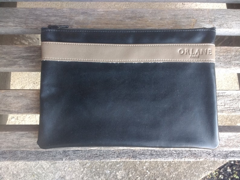 Vintage Orlane Paris Cosmetic Bag Black and Taupe Makeup Bag Etsy