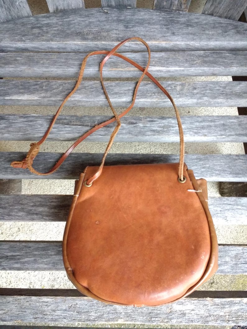 Vintage Rare Italian Leather Handbag Carmel Brown Distressed | Etsy