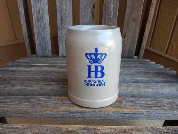Vintage Hb Hofbrauhaus Munchen Beer Stein German Gray Glazed Etsy