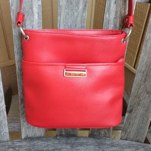 Rojo Vintage grava Esprit bolso bandolera bolso mediano