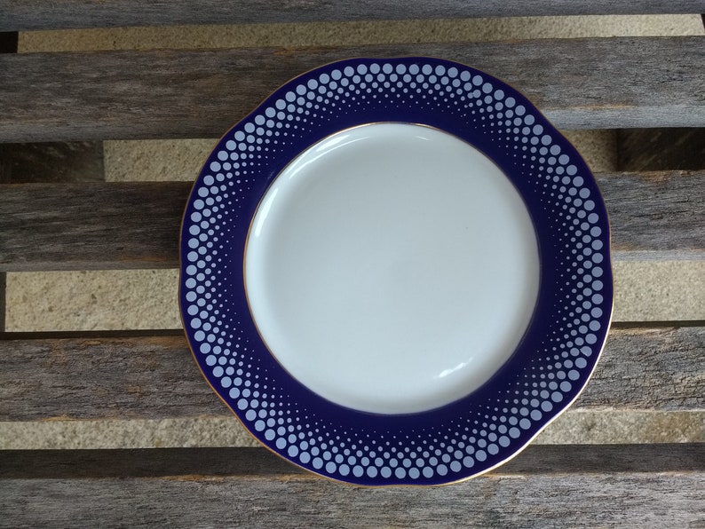Vintage Zsolnay Hungary PECS Cobalt Blue Plates Small Dessert Bread