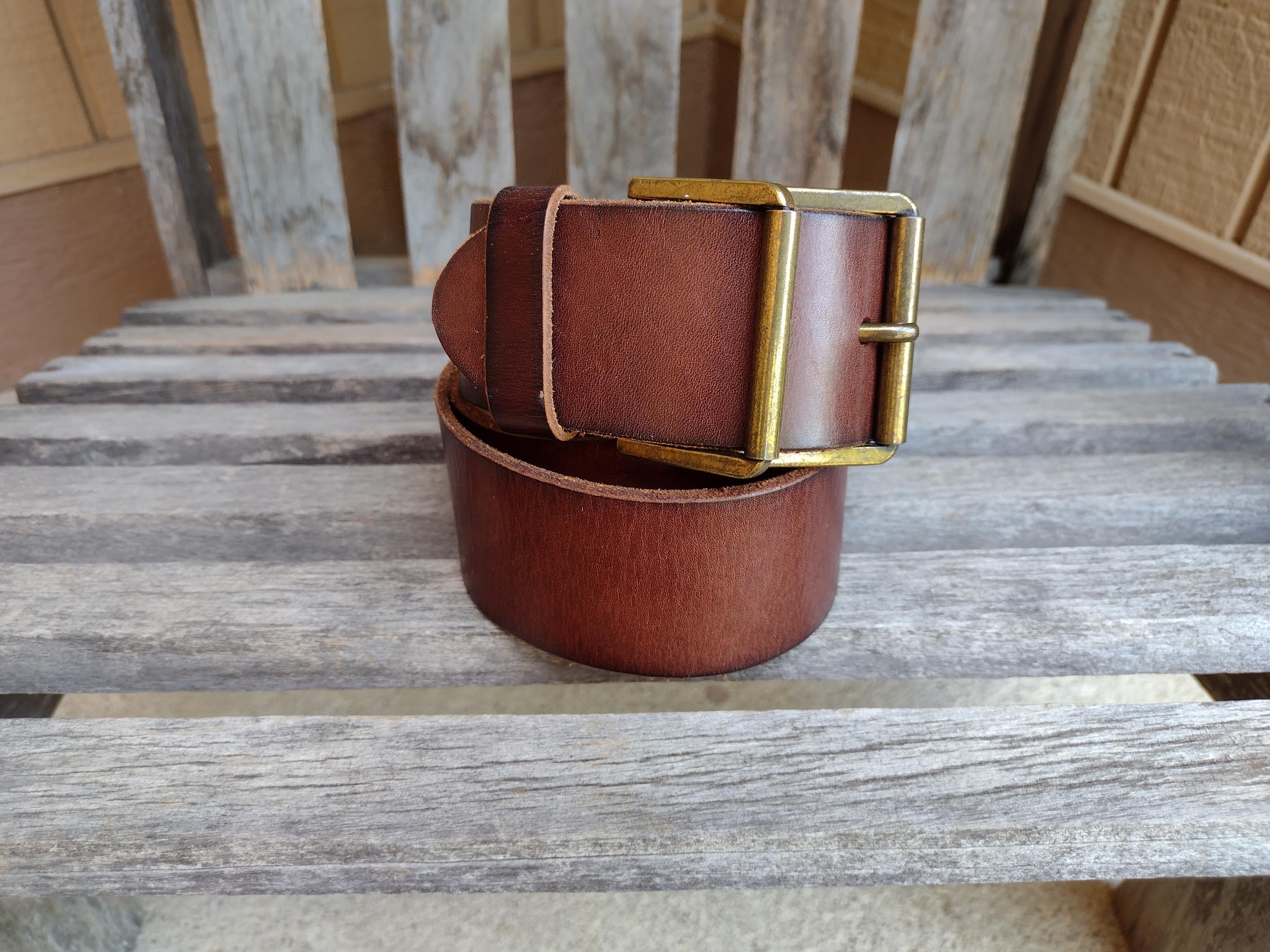 Ann Taylor Brown Leather Belt with Gold Accents size M Ann Taylor Genuine Leather Black Gold Double Ring Closure  main image 2