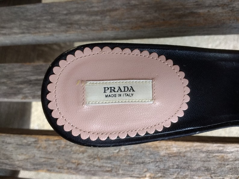 Vintage Prada Black Jeweled Sandals Kitten Heel Slip on All - Etsy
