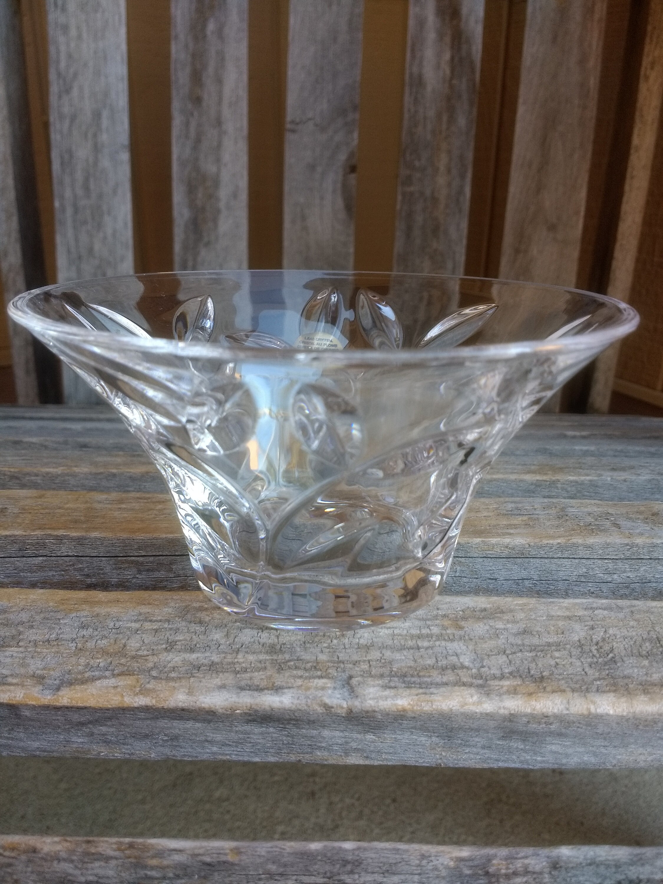 置物 70s 80s Vintage RCR  Crystal Rock Vintage RCR Royal Crystal Rock Dish Italian Etched Leaf Design