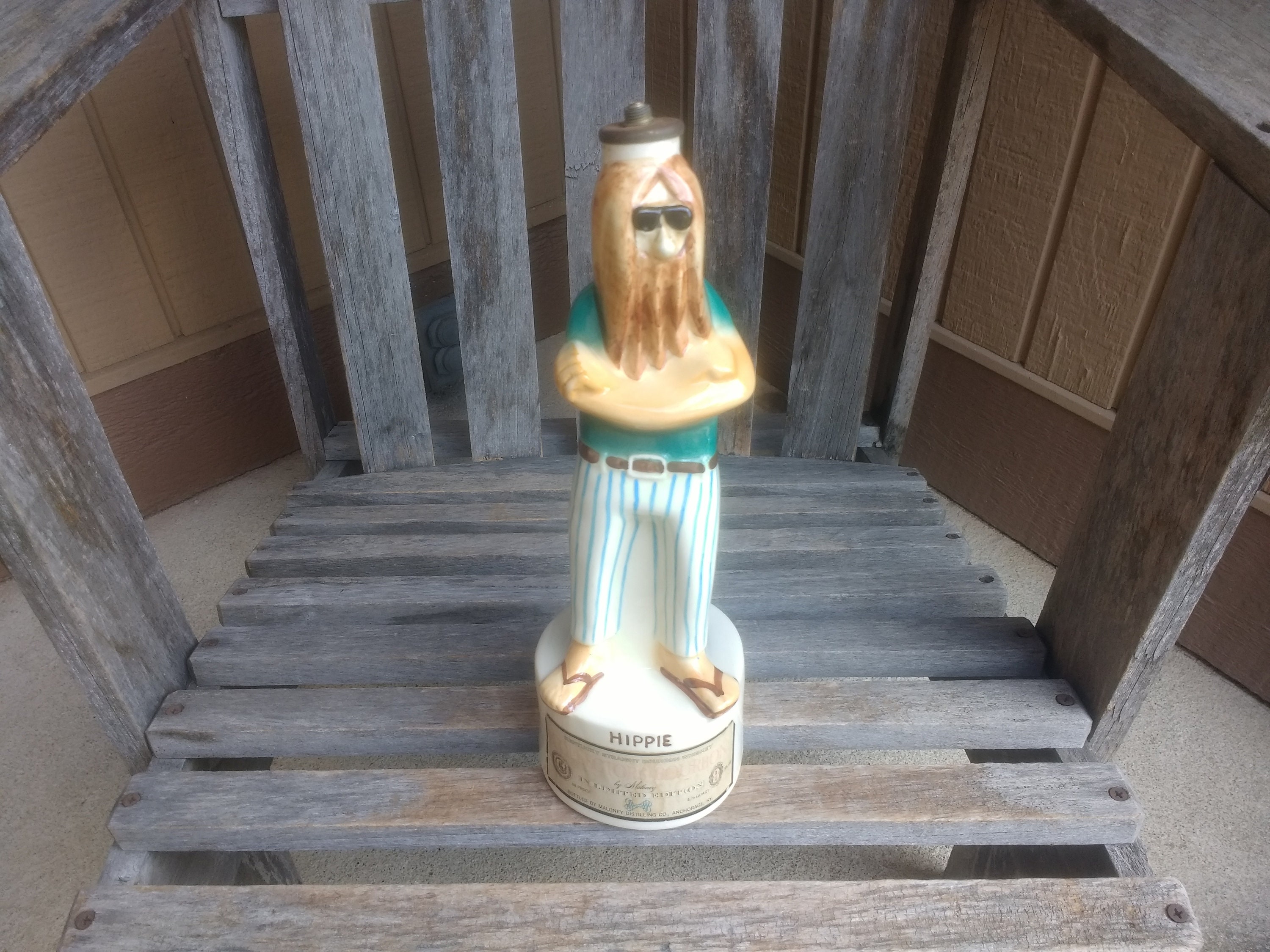 Vintage Maloney Distilling Co Hippie Porcelain Decanter