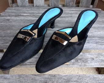Vintage Van Eli Black Suede Slip On Women&#39;s Shoes Size 7 1/2 M