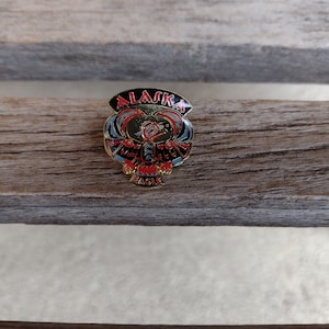 Alaska Black Diamond Eagle Pin Retro Vintage Alaskan Souvenir Pin Enamel over Metal
