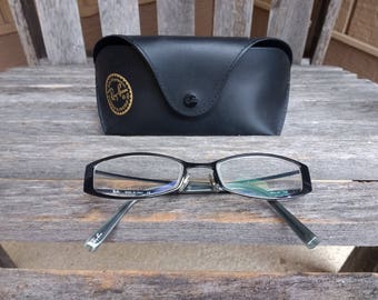Vintage Black Ray Ban occhiali da vista in metallo con caso Hipster retrò occhiali stile RB6128 Made in Italy