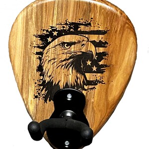 Guitar Hanger: Patriotic Eagle Carved Wood Wall Mount