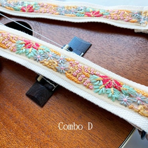 Promotional item NuovoDesign Deluxe collection 'Pizzo' fine detailsEmbroiderry ukulele strap, end pin included, vegan leather Combo D