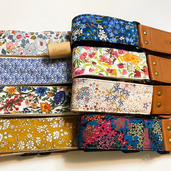 Promotional price Guitar strap!NuovoDesign L l B E R T Y of L0ND0N  ( many patterns available) Guitar strap, vegan leather