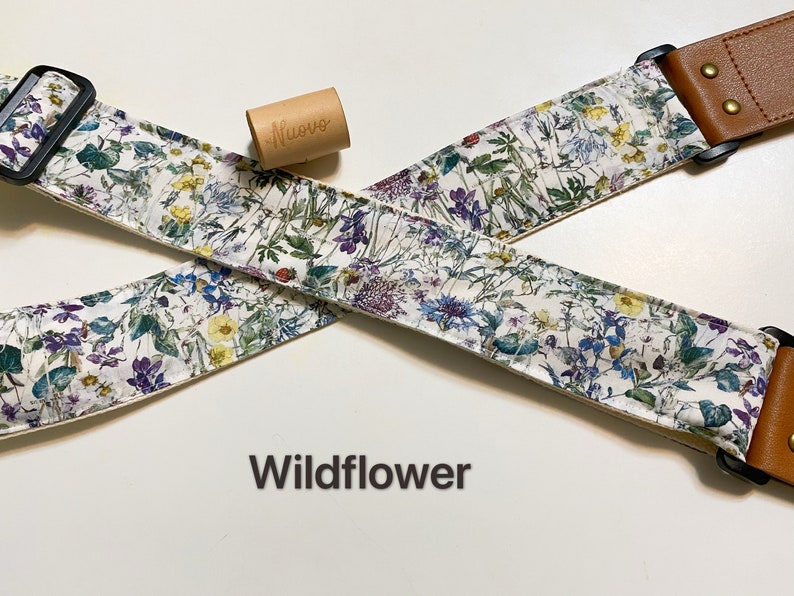 Promotional price Guitar strapNuovoDesign L l B E R T Y of L0ND0N many patterns available Guitar strap, vegan leather Wildflower