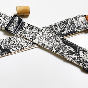 NuovoDesign FabIe cotton fabric Guitar strap, vegan leather