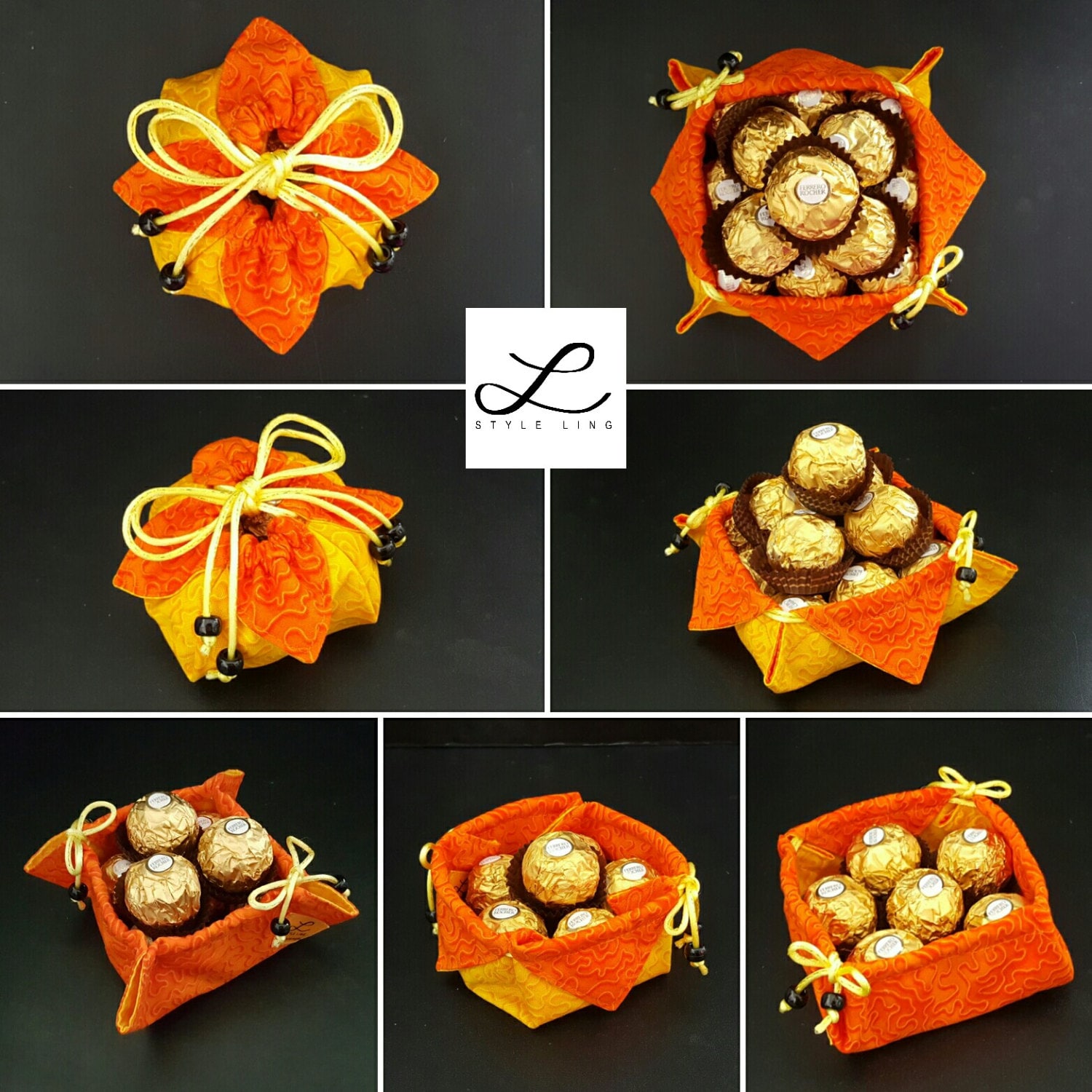 Omiyage Gift Pouch/ Reversible Japanese Bag/ Flower Bag/ Fabric Gift Bag/ Red Bag/ Black Bag/ Small Bag/ Sakura Bag/ Chrysanthemum/Jewel Bag