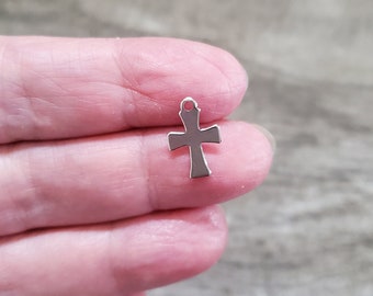 DIY Cross Charms for Pocket Prayer Quilts / Cardmaking Flat Metal Silver Cross Charm / Quilter Supply / Prayer Cloth / Sympathy Card Charm