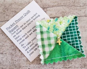 Pocket Prayer Quilt Square St Patrick's Day COPYRIGHTED Poem Micro Mini Miniature Tiny Irish Quilt Sympathy Remembrance Christian Religious