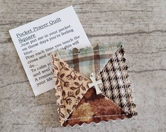 Pocket Prayer Quilt © COPYRIGHTED Poem Micro Mini Quilt Square Tiny Miniature Quilt / Sympathy Gift / Remembrance / Christian Religious Gift