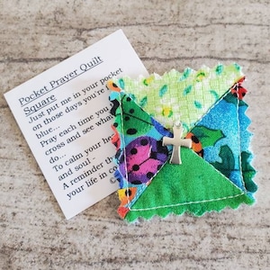 Pocket Prayer Quilt © COPYRIGHTED Poem Micro Mini Quilt Square Tiny Miniature Quilt / Sympathy Gift / Remembrance / Christian Religious Gift