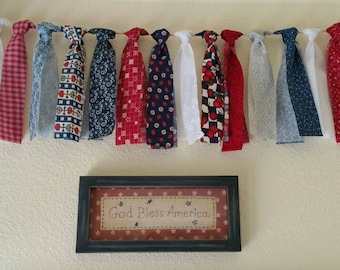 Patriotic Banner - Farmhouse Decor - Americana Bunting - Home Decor - Red White Blue - Fourth of July Decor - Rustic Decor - Vintage Decor