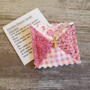 Pocket Prayer Quilt © COPYRIGHTED Poem Micro Mini Quilt Square /Tiny Miniature Quilt Sympathy Gift Remembrance Christian Gift Religious Gift