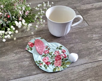 The Original Quilted Holland Lop Bunny Coaster / Lop Eared Rabbit Mug Rug / Tea Party Home Decor Gift for Her Birthday / Mother's Day Gift