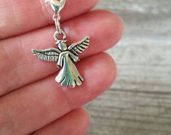 Guardian Angel - Angel Bag Charm - Scissor Fob - Angel Purse Charm - Silver Zipper Clip - Bag Bling - Pet Remembrance - Sympathy Dangle Gift