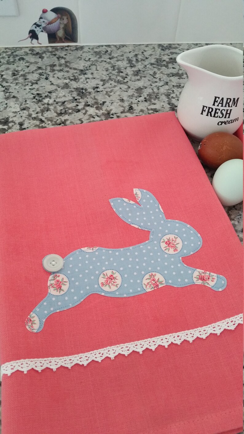 Bunny Tea Towel Rabbit Dish Towels Farmhouse Decor Gifts Etsy