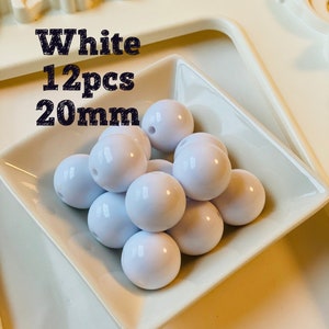 20mm white gumball bead, 12pcs, acrylic bead,chunky bead, gumball beads,