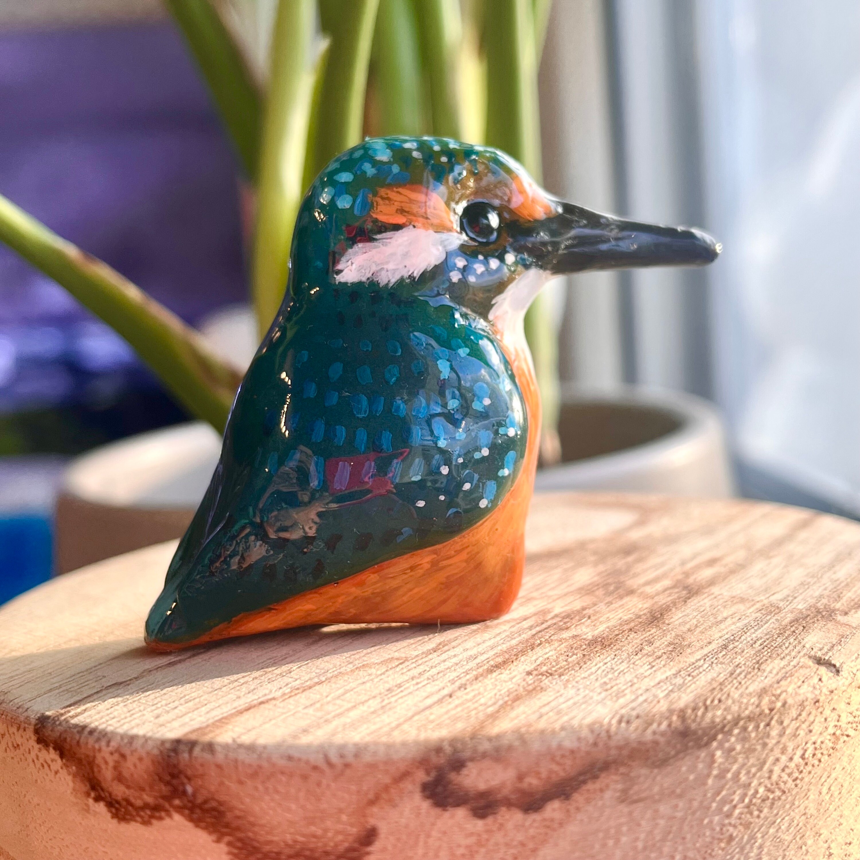 Polymer Clay Kingfisher Totem Sculpture - Etsy