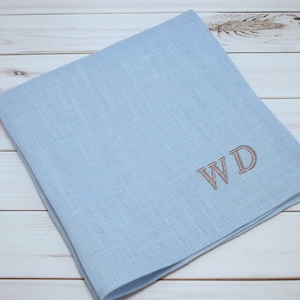 Personalized Embroidered Linen Handkerchief: Monogrammed Pocket Square