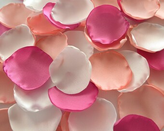 Hand-Cut Satin Rose Petals: Mauve, Rose Gold, Off-White