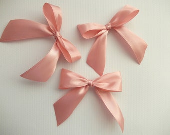 3'' 24-48-100 Handmade Satin Bows Pre-Tied Ribbon Bow Pink Blush Bows Self Adhesive Bows for Wedding Birthday Party Blush Decorations