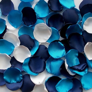 Navy Blue Satin Rose Petals: Wedding Confetti, Flower Girl Decor