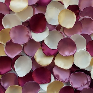 Mauve Burgundy Ivory Satin Rose Petals: Wedding Aisle Decor