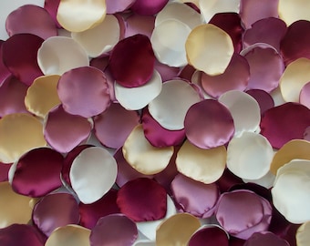 Mauve Burgundy Ivory Satin Rose Petals: Wedding Aisle Decor