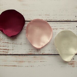 Burgundy, Blush, and Ivory Satin Rose Petals: Wedding Aisle Decor image 2