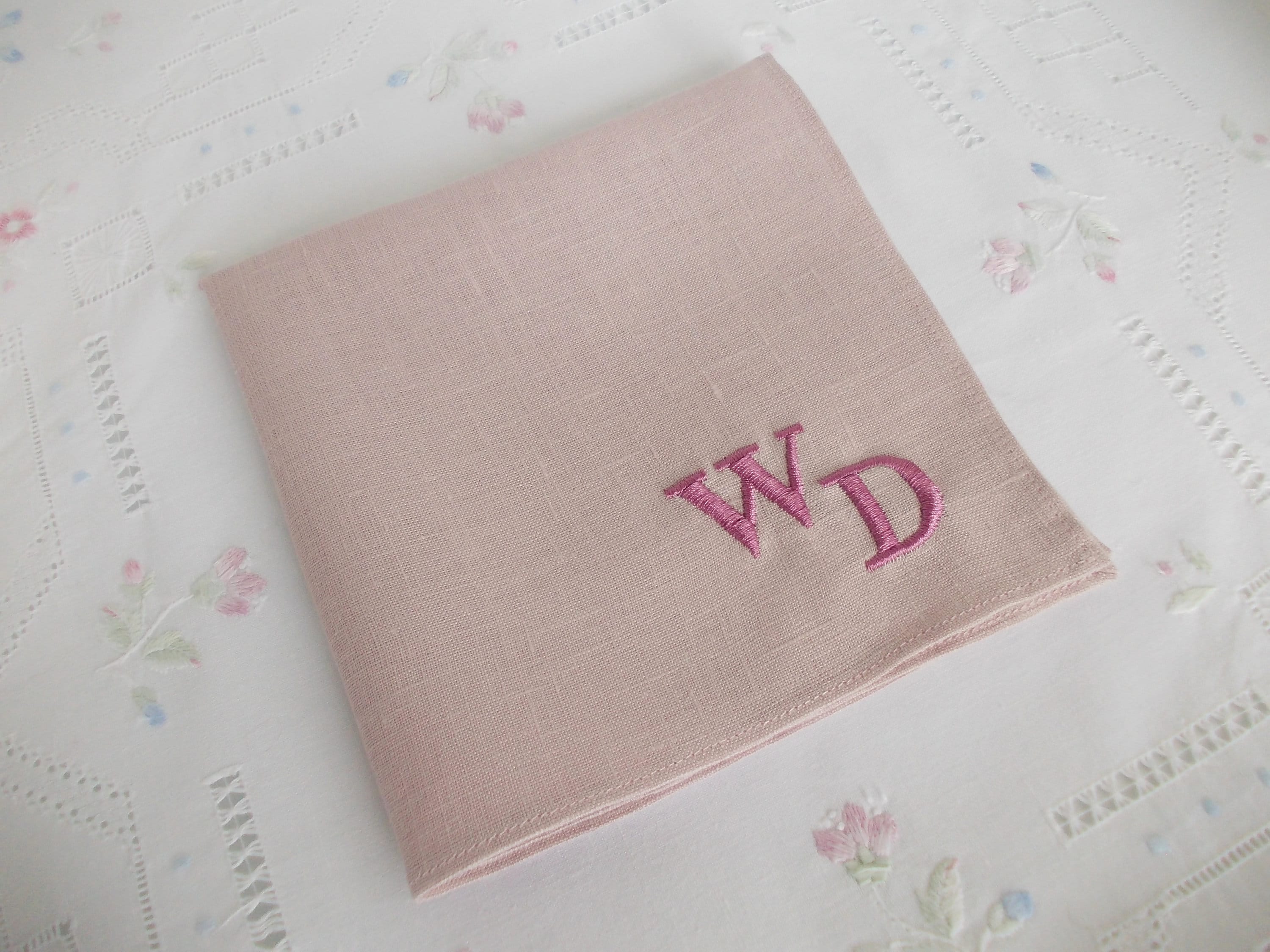 Personalized linen handkerchief Linen monogrammed hankie Embroidered Handkerchief Wedding Gift Bridesmaid Gift
