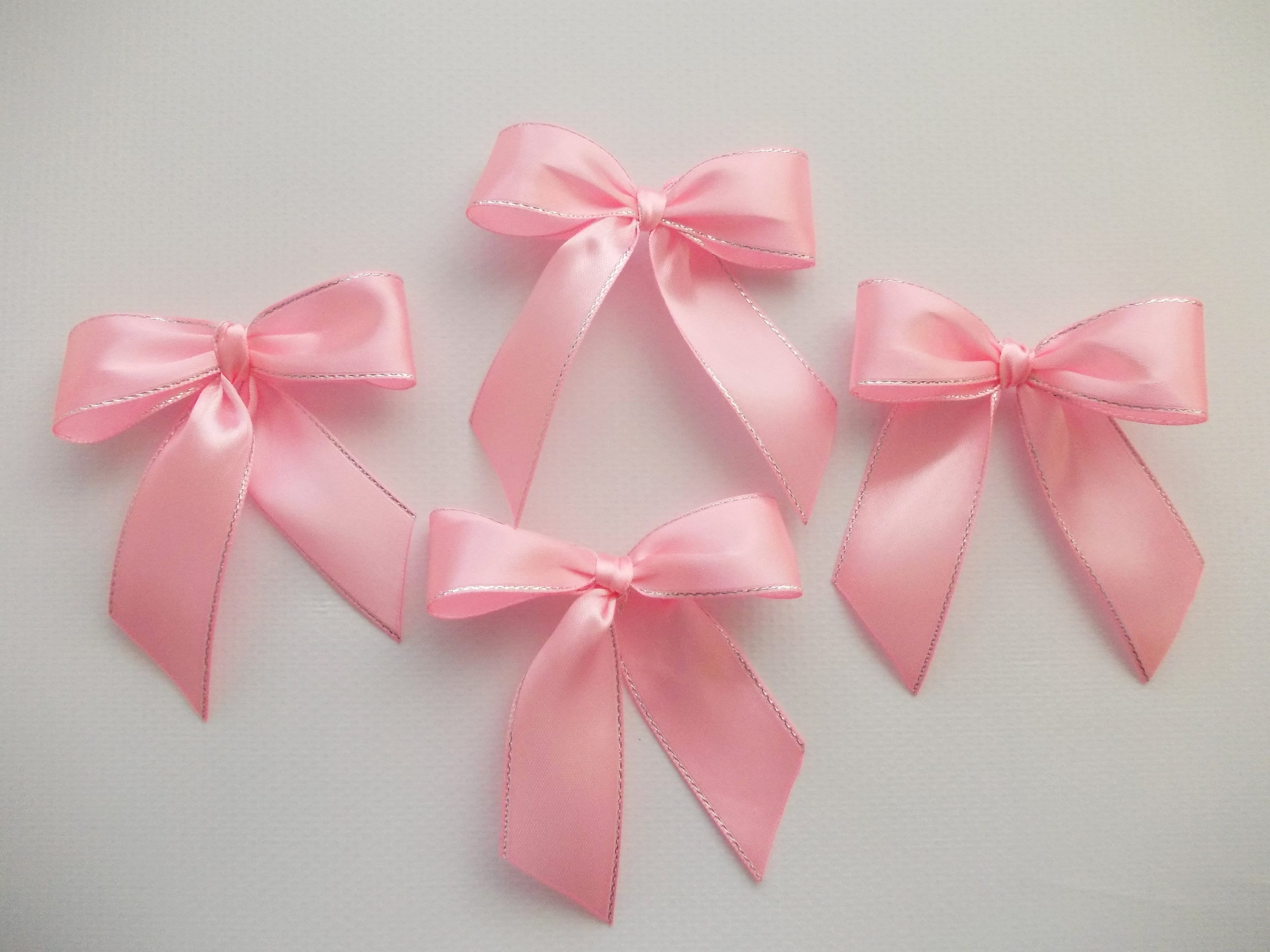 Ribbon Bow 4 1/2 x 3 Pearl Pink - 6 Pack (114mm x 76mm
