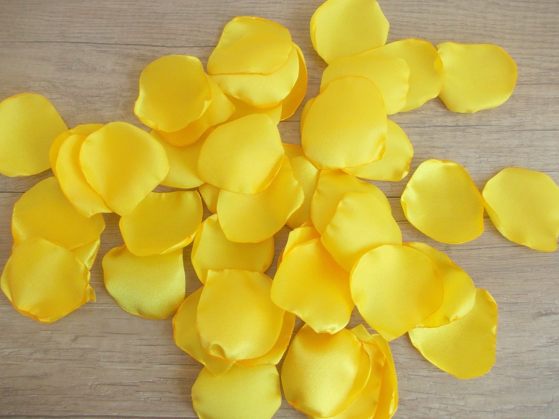Yellow Satin Rose Petals Yellow Wedding Rose Petals Flower Etsy