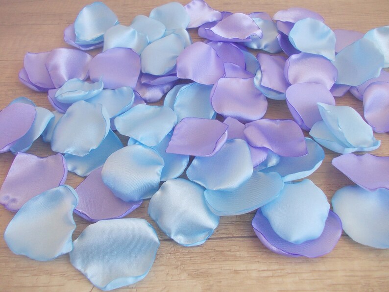 Lavender/Blue Satin Rose Petals Light Blue Wedding Petals Etsy