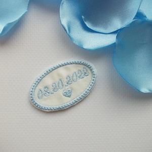 Small Wedding Dress Label Something blue Custom Label Personalized Wedding Label, Bride Something Blue, Monogrammed Wedding Gown Dress label