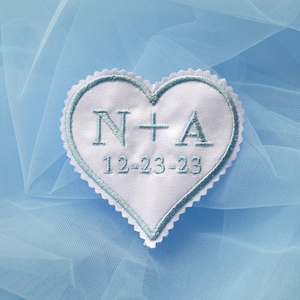 Small Wedding Dress Patch Something Blue Custom Patch Personalized Wedding Label Bride Something Blue Monogrammed Wedding Heart Patch