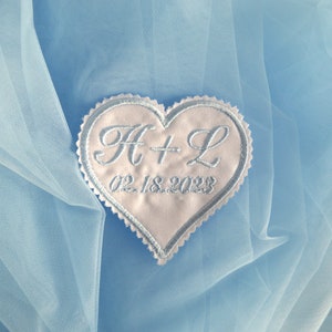 Small Wedding Dress Patch Something blue Custom Patch Personalized Wedding Label Bride Something Blue Monogrammed Wedding Heart Patch
