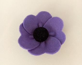 Felt Anemone Flower Lapel Pin Boutonniere Felt Lapel Pin Flower Felt Brooch Wedding  Boutonniere Felt Lapel Flower Purple Brooch
