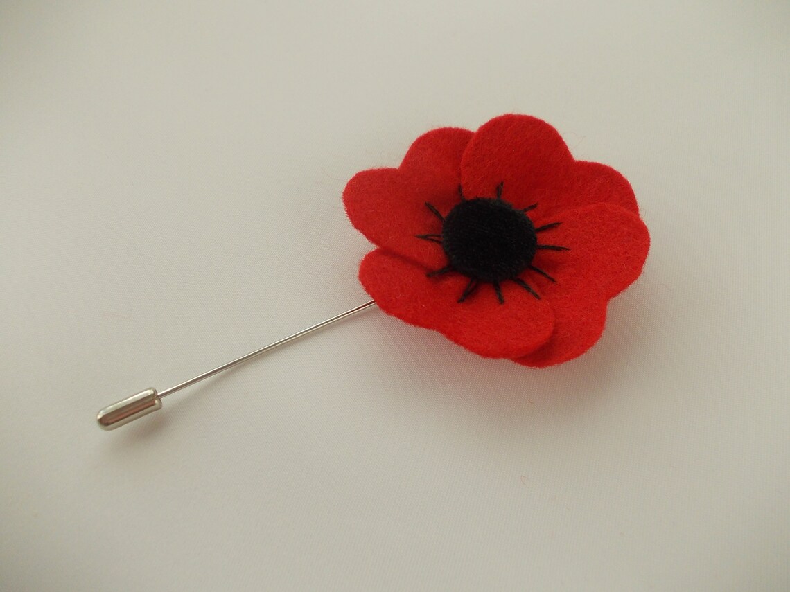 Red Poppy Flower Lapel Pin Men's Boutonniere Felt Lapel Etsy