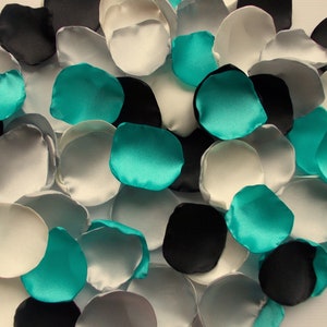 Satin Rose Petals: Black, Green, Turquoise, Ivory Wedding Decor