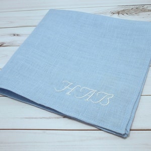 Personalized Embroidered Linen Handkerchief: Monogrammed Pocket Square