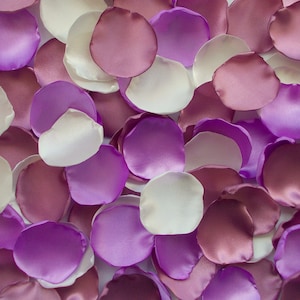 Mauve Satin Rose Petals: Ivory, Lilac, Lavender Wedding Decoration