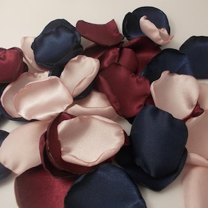 Navy Burgundy Pink Blush Satin Rose Petals Silk Wedding Petals Flower Petals Blue Maroon Light Blush Wedding Petals Artificial Petals